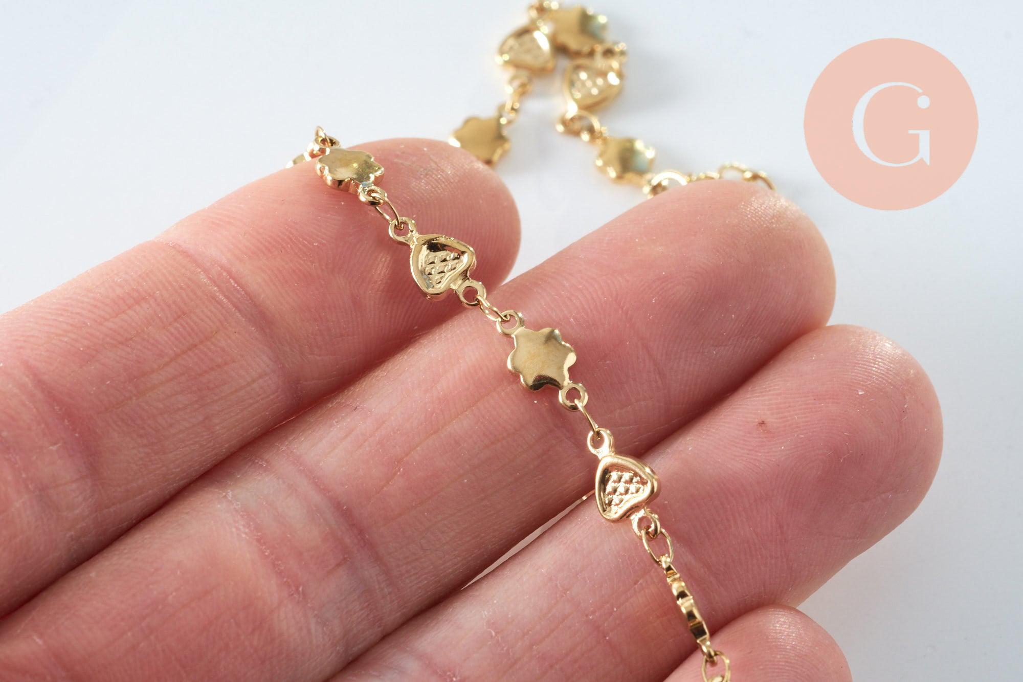Gingerlily G6233 bracelet cœur fleur acier doré 21cm réglable