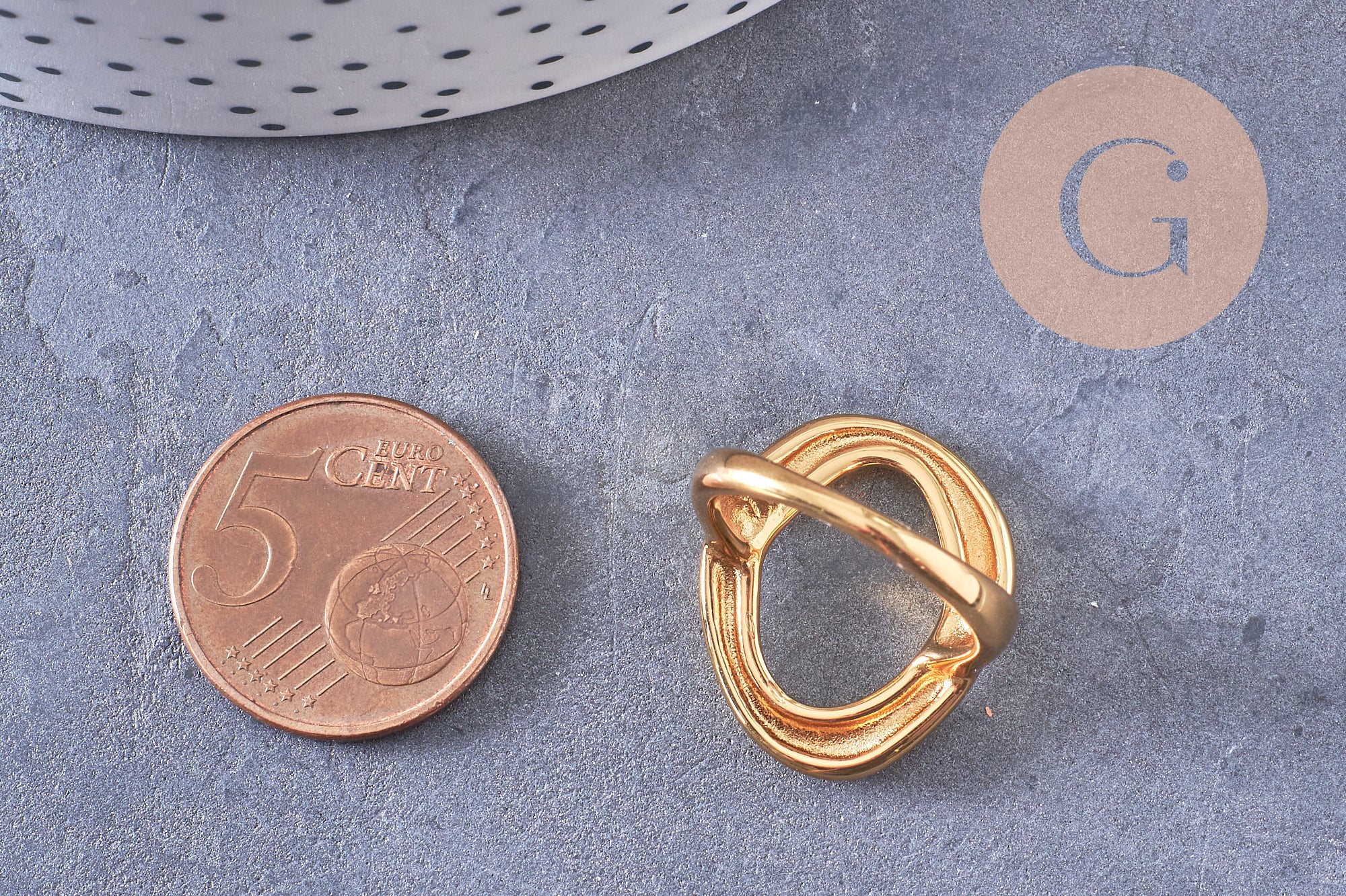 Gingerlily Bague cercle G10588 acier doré taille 57 x1