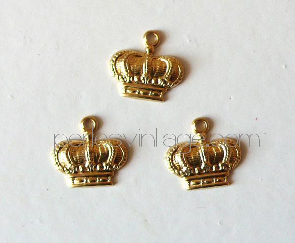 Gingerlily Pendentifs breloque couronne laiton brut