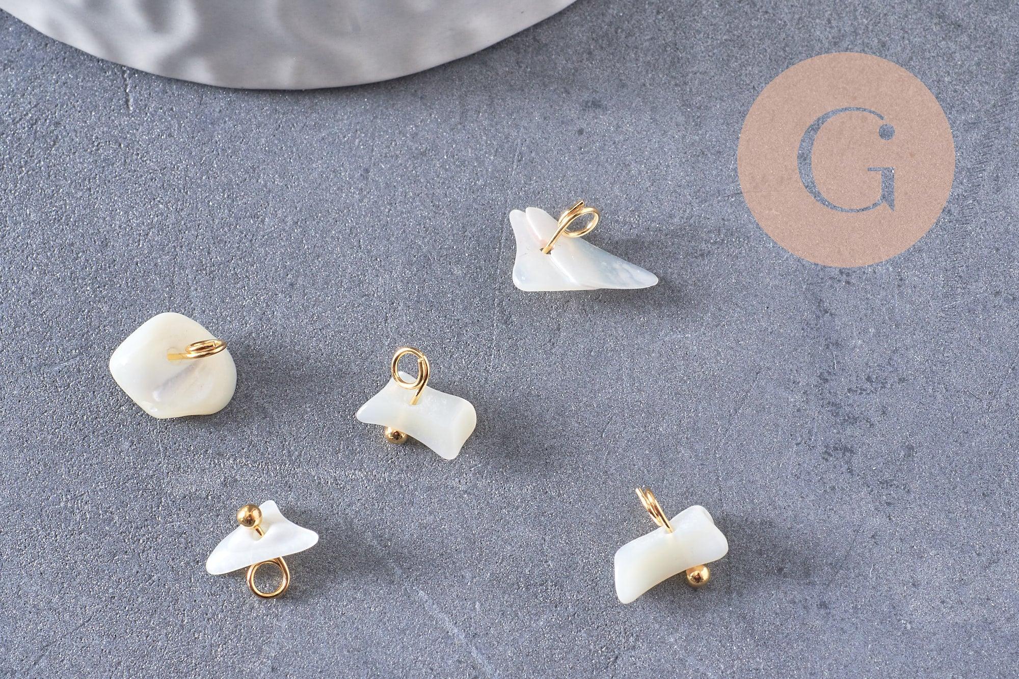 Gingerlily Pendentifs breloque nuggets nacre doré x5 10mm