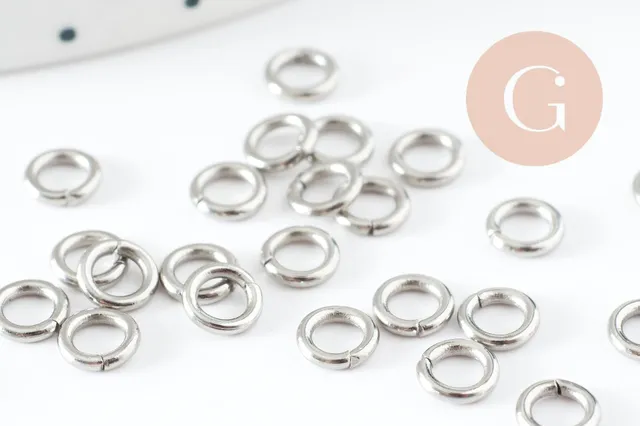 Gingerlily Apprêts DIY Anneaux jonction 5mm platine x50