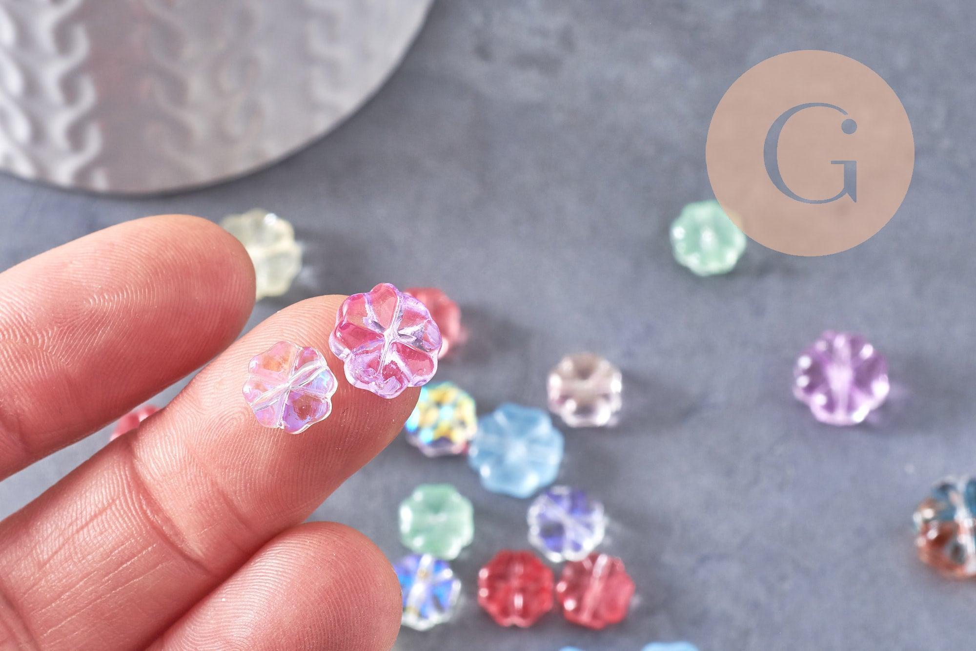 Gingerlily Perles pour bijoux DIY G10367 perle fleur verre multicolore x10