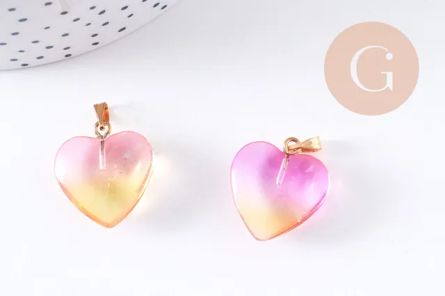 Gingerlily Pendentifs DIY pendentif cœur verre rose 22mm x1
