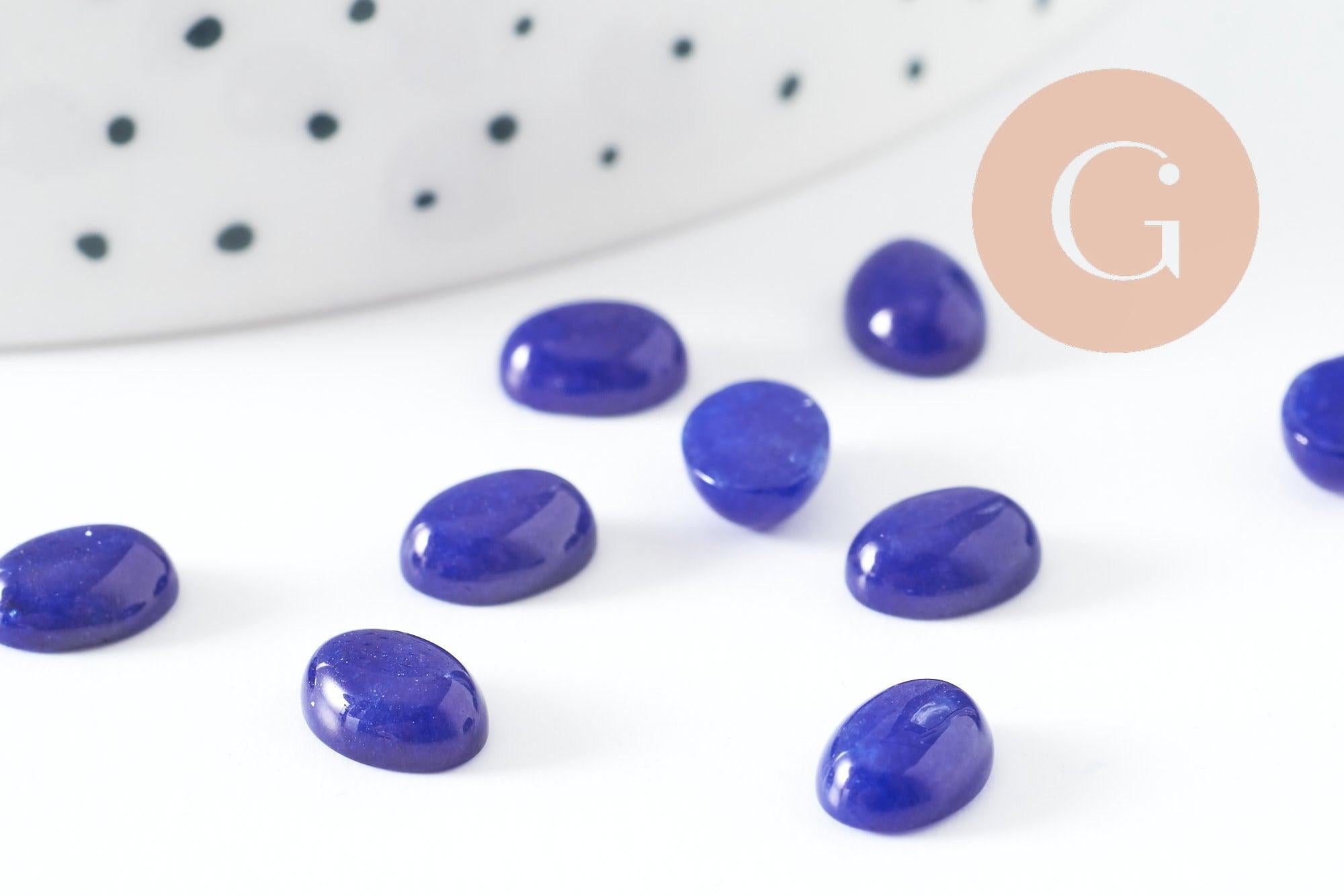 Gingerlily Jade cabochon ovale bleu roi 8x6mm x1 bague