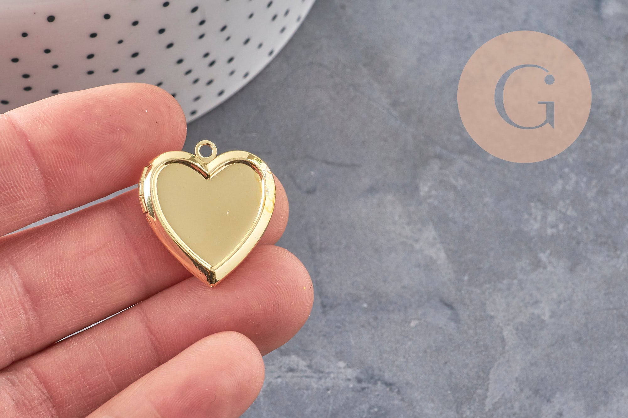 Gingerlily Pendentifs G11140 Locket Cœur Acier Doré 25mm