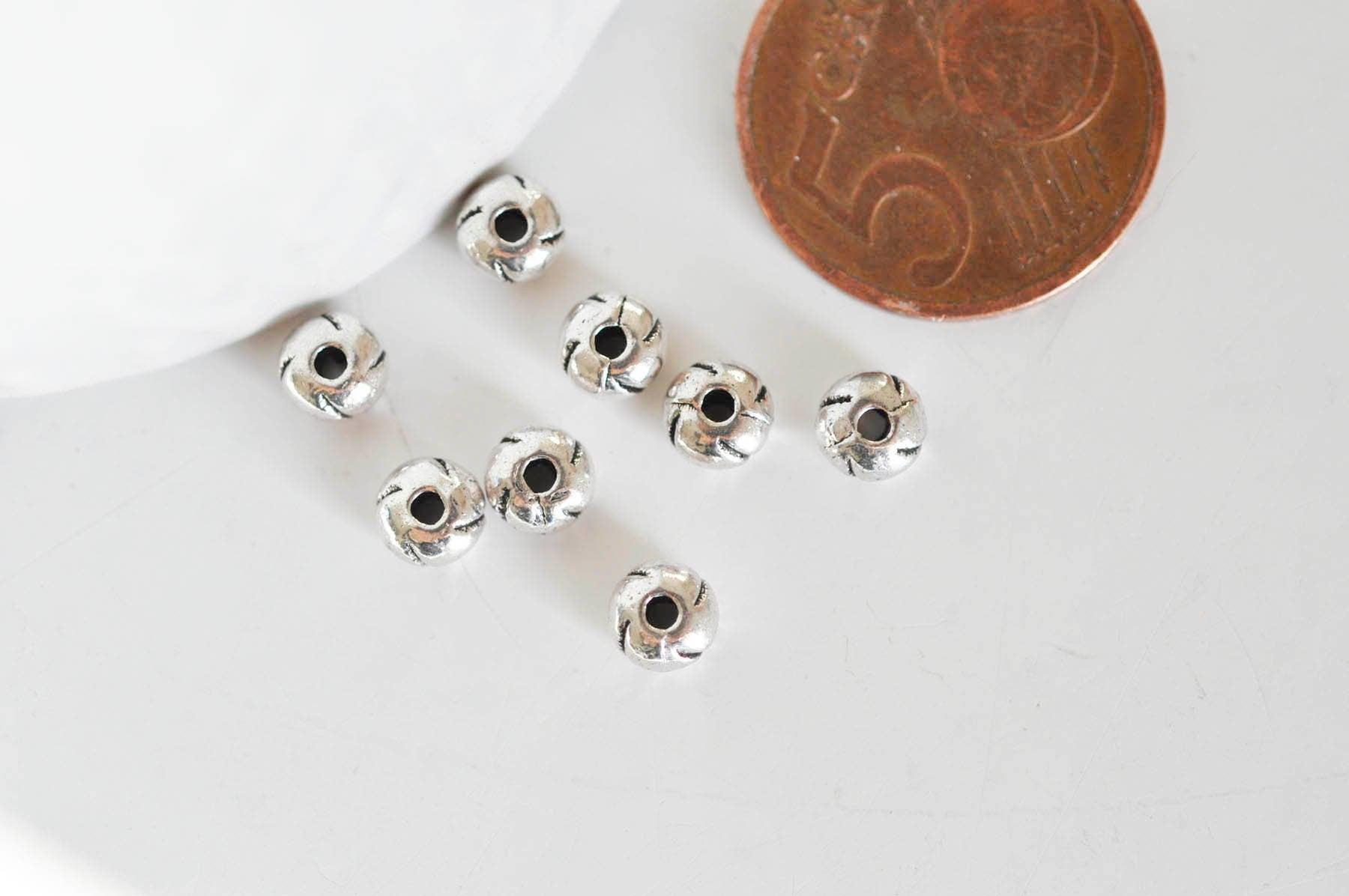 Gingerlily Perles Intercalaires argent gravé 5,5mm x10