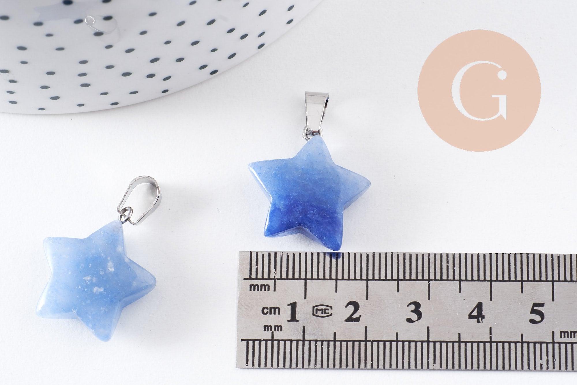 Gingerlily Pendentif étoile aventurine bleue acier 22mm x1