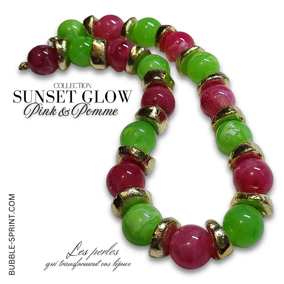 ARTSHOP Bijoux en KITS SUNSET GLOW collier pink pomme 48CM