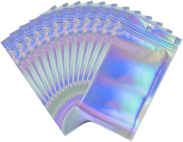 Gingerlily Sacs G8757 sachet zippé holographique gris x5