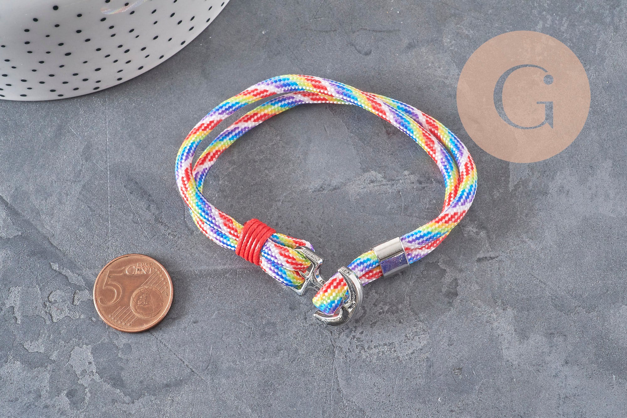 Gingerlily bracelet cordon ancre zamac platine 21,5cm x1