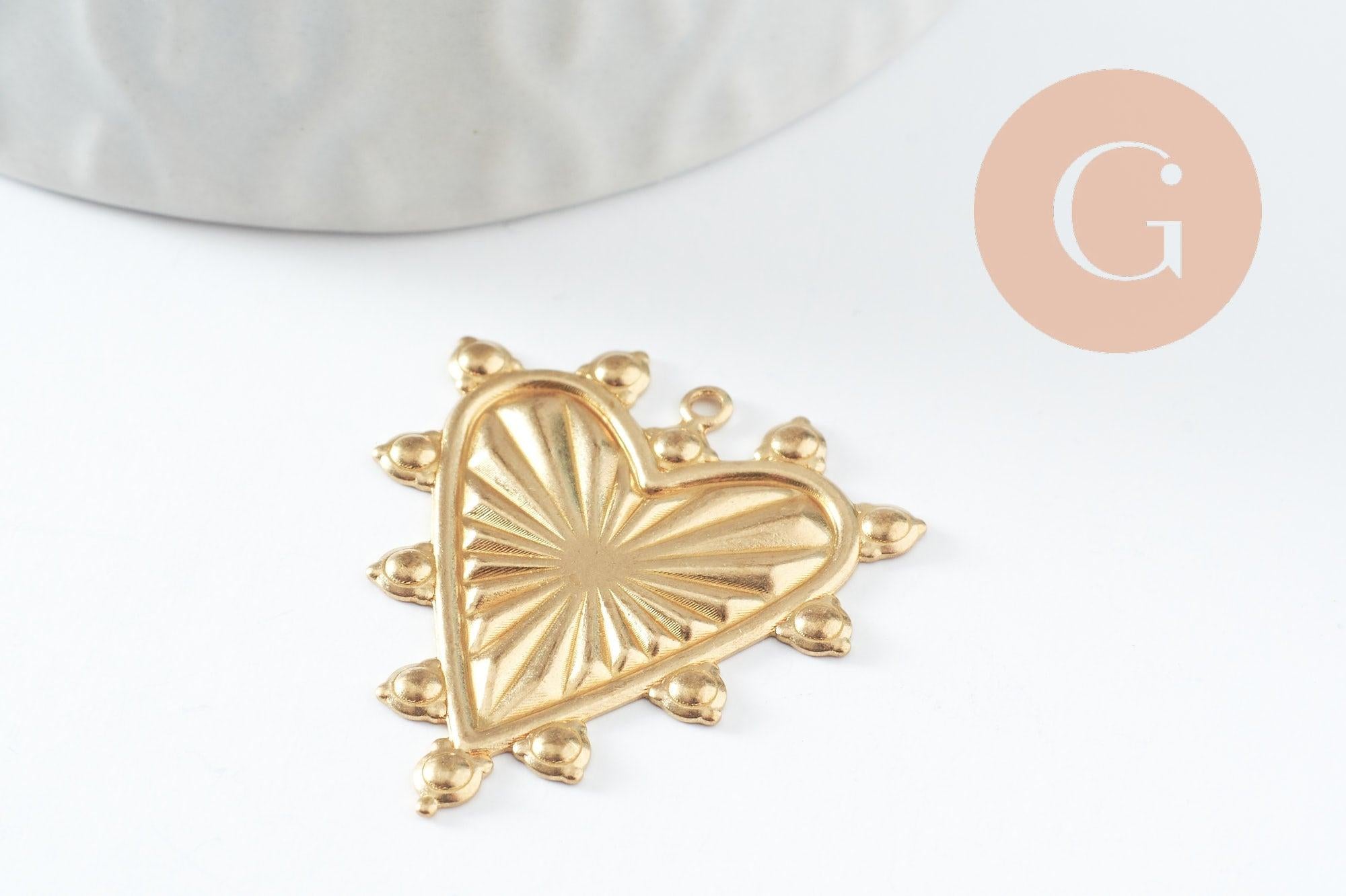 Gingerlily Pendentifs bijoux DIY G9755 pendentif coeur laiton brut 30mm