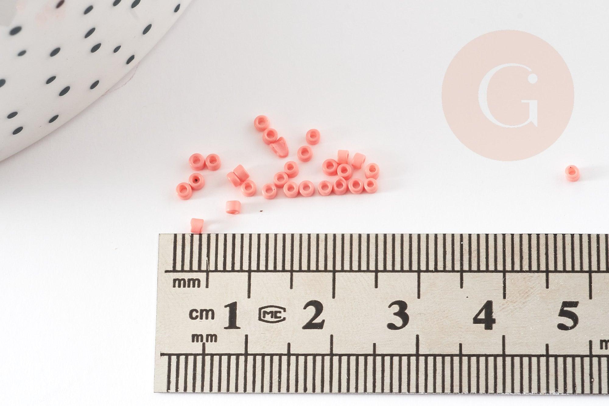 Gingerlily Perles rocaille tube verre corail 2mm 8gr