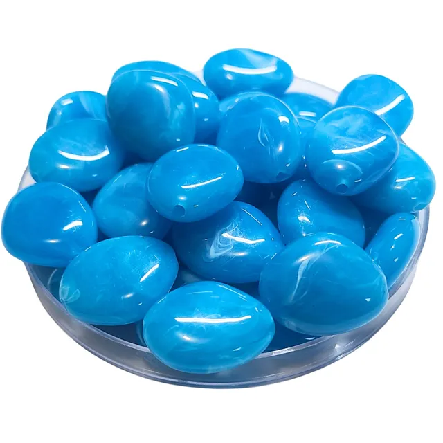 ARTSHOP Galets TIKA 16 perle galet turquoise marbré x1