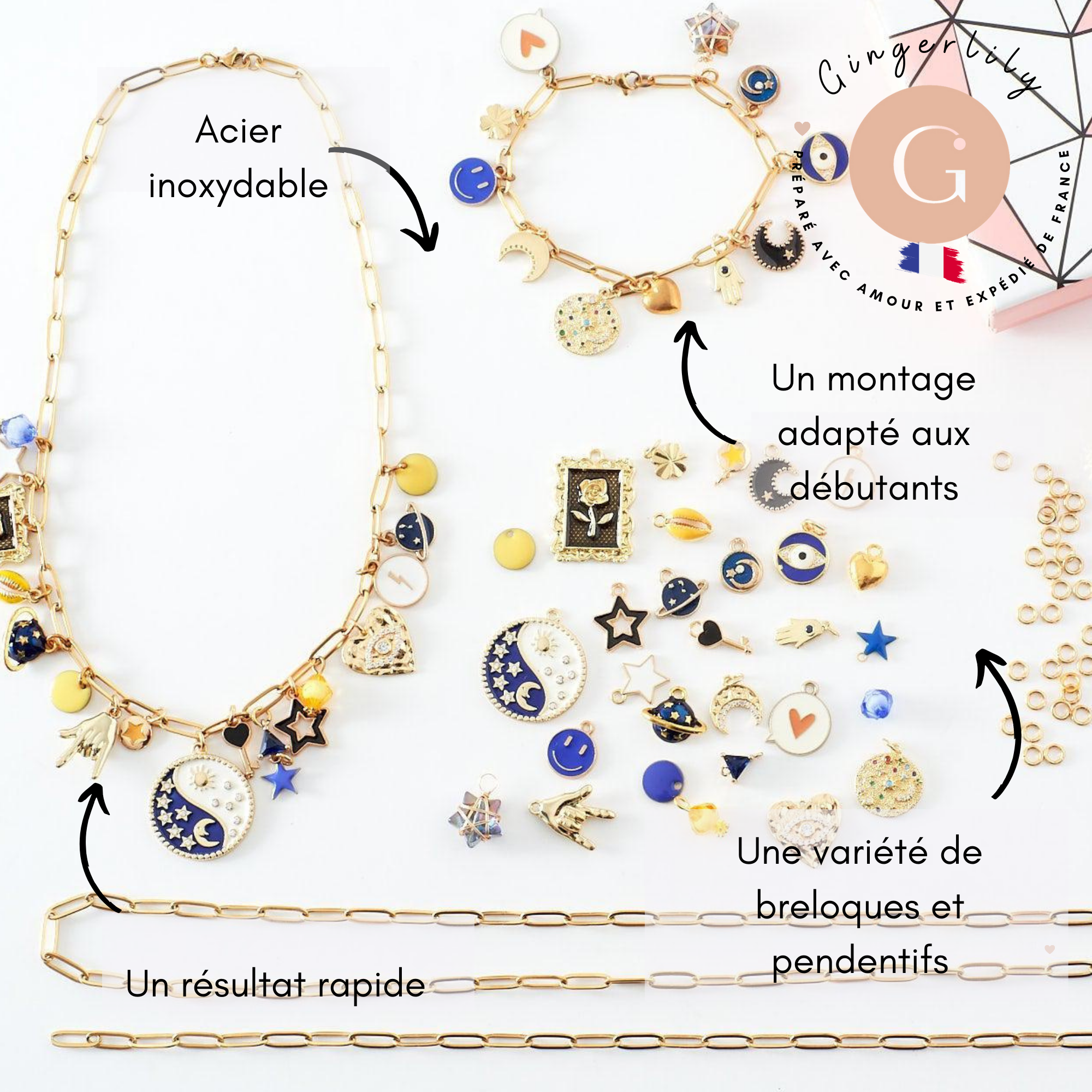 Gingerlily Kits création bijoux DIY G9554 kit collier bracelet Mystique