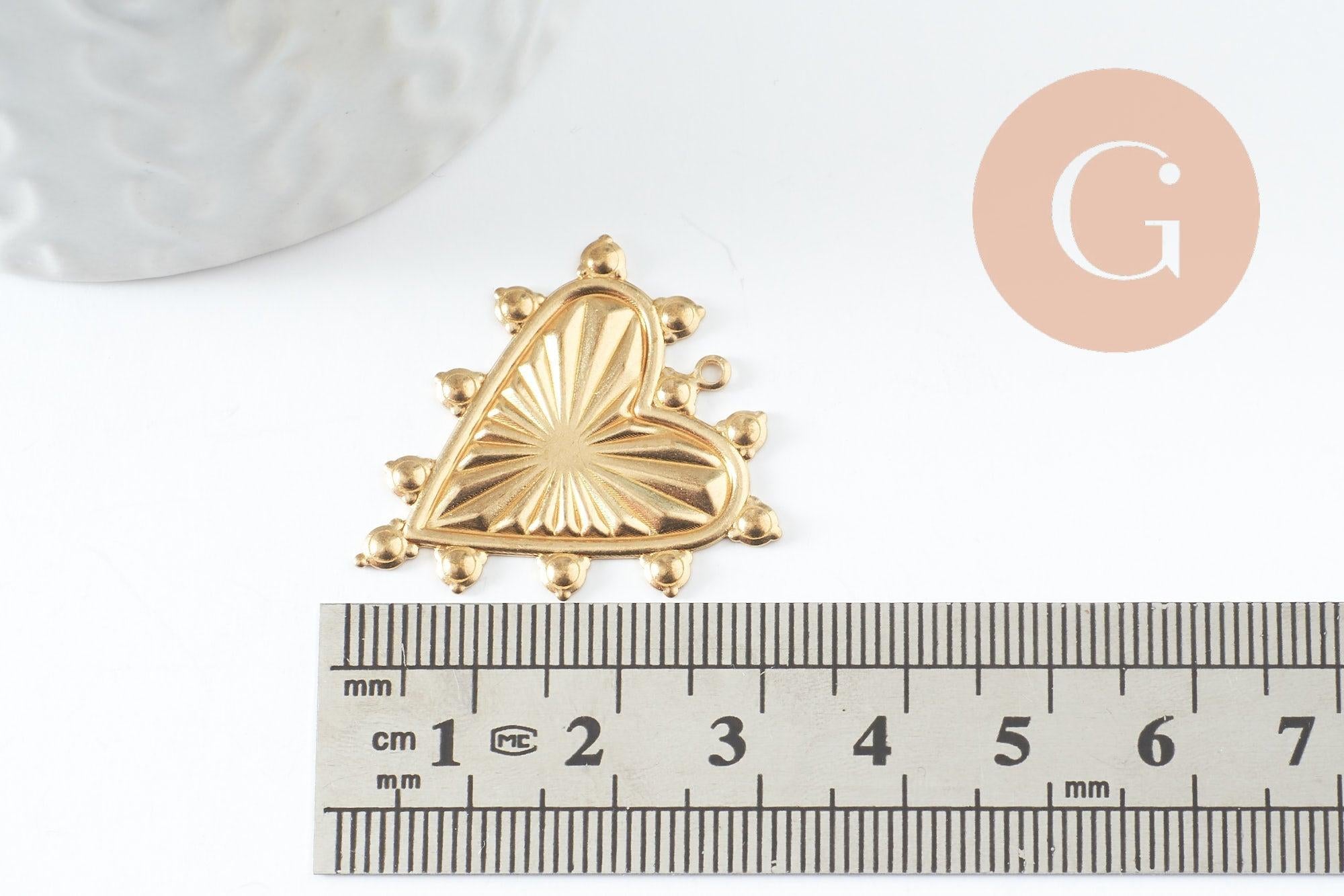 Gingerlily Pendentifs bijoux DIY G9755 pendentif coeur laiton brut 30mm