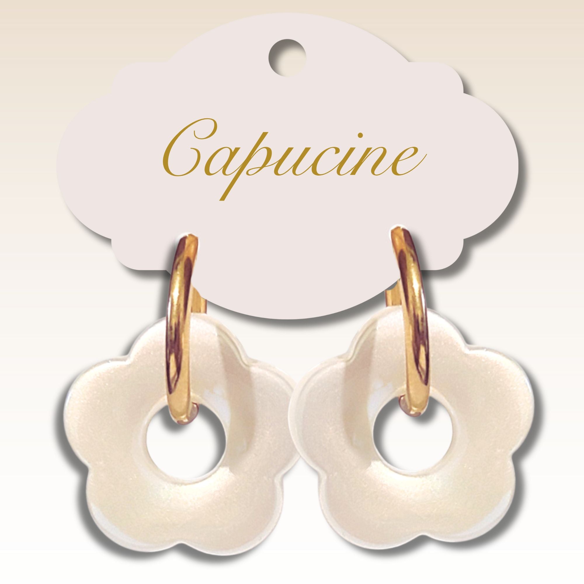 ARTSHOP Flower power 76 fleur capucine blanc nacré 27mm