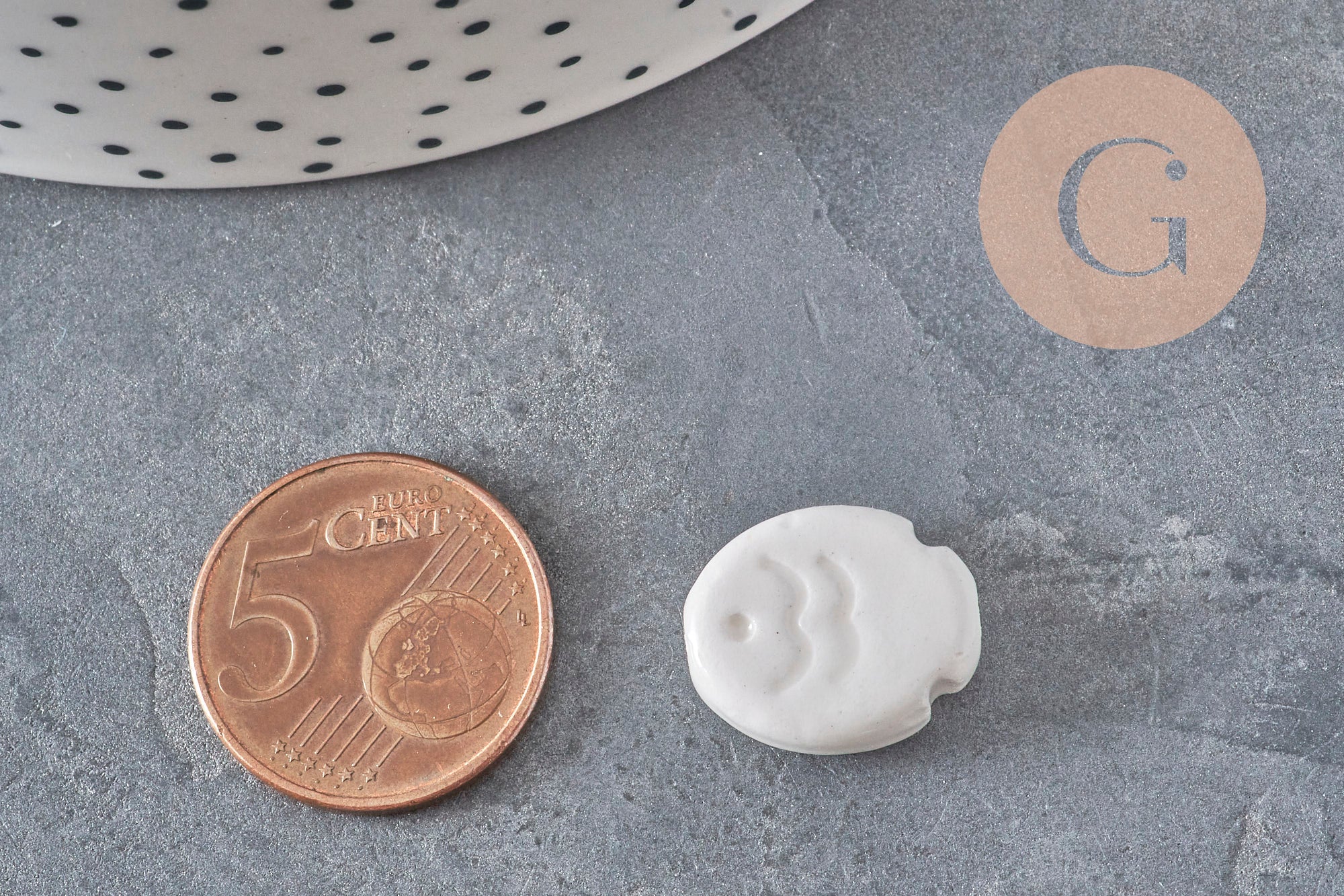 Gingerlily perle poisson céramique blanche 17mm lot 5 émaillée