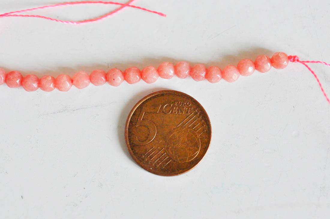 Gingerlily Perles jade rose rodochrosite perle facette 4mm fil