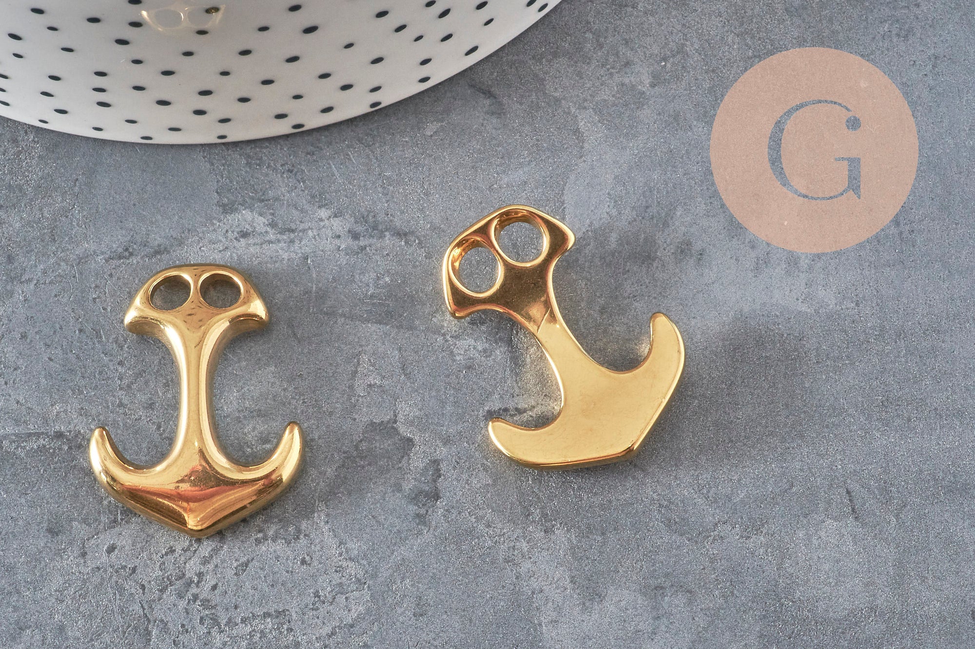 Gingerlily Apprêts DIY G11363 fermoir ancre acier doré 31mm