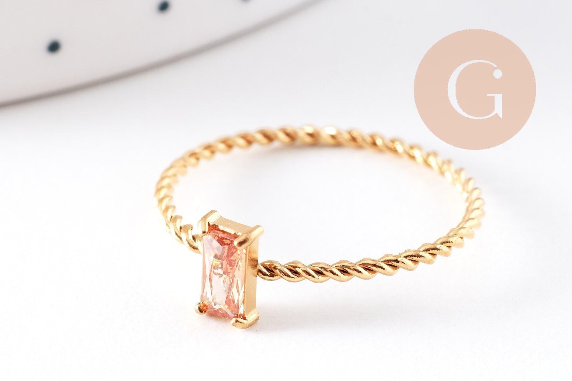 Gingerlily Accessoires G10360 bague solitaire zircon rose taille 8