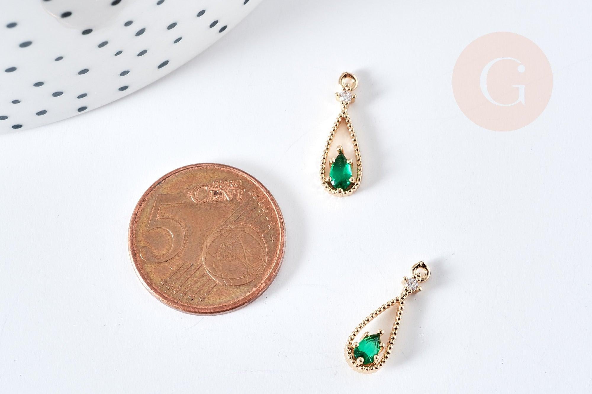 Gingerlily Pendentifs DIY pendentif goutte G8436 zircon vert 17,5mm