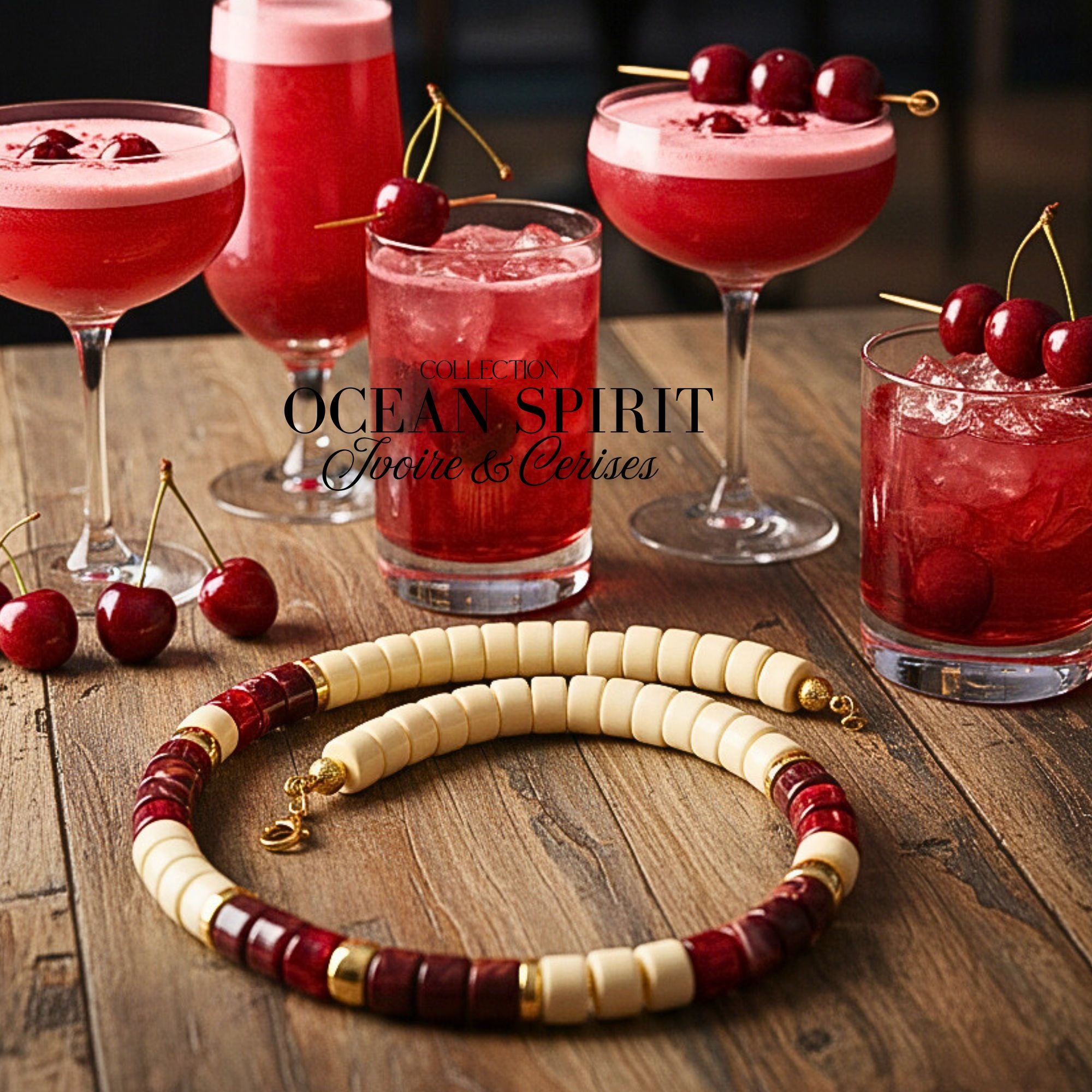 ARTSHOP Bijoux en KITS Ocean Spirit collier ivoire cerises 50cm