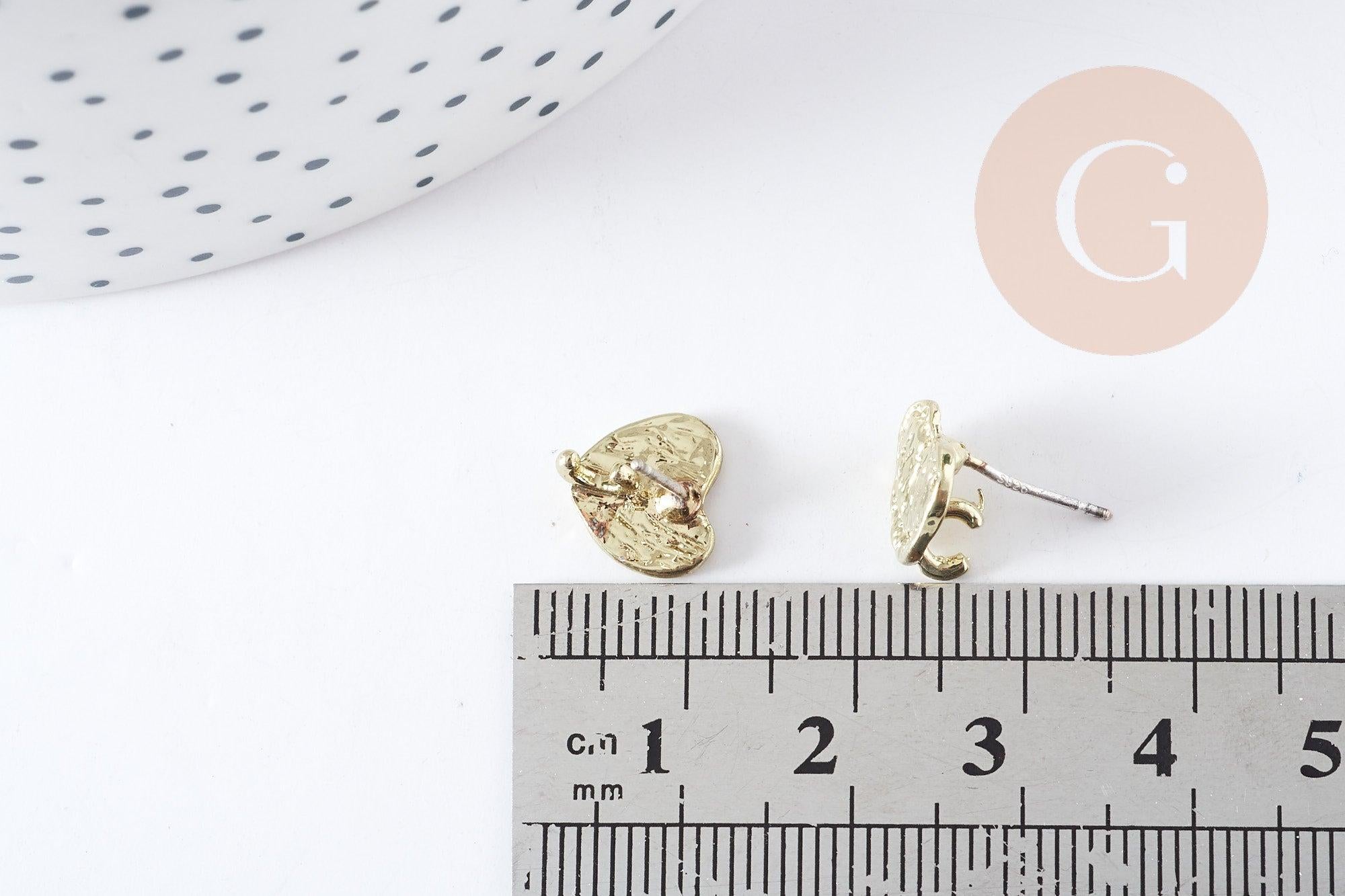 Gingerlily Apprêts G8888 support puces cœur zamac doré 10mm