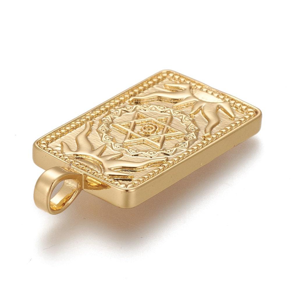 Gingerlily G6423 pendentif tarot La Lune laiton doré 30mm