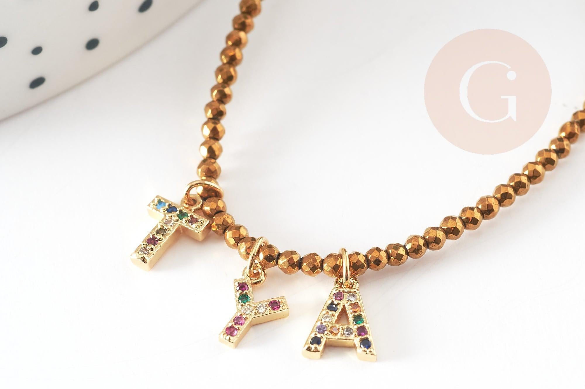 Gingerlily Kit bracelet Vecchio doré lettres zircon DIY sans pinces