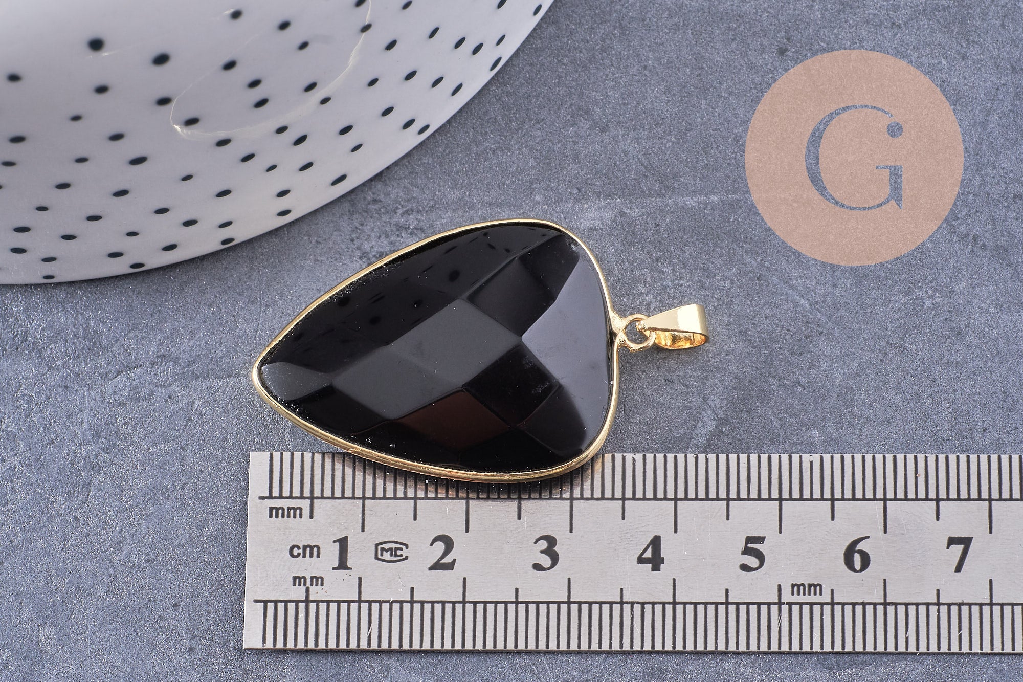 Gingerlily G2517 pendentif ovale agate noire doré 40mm x1