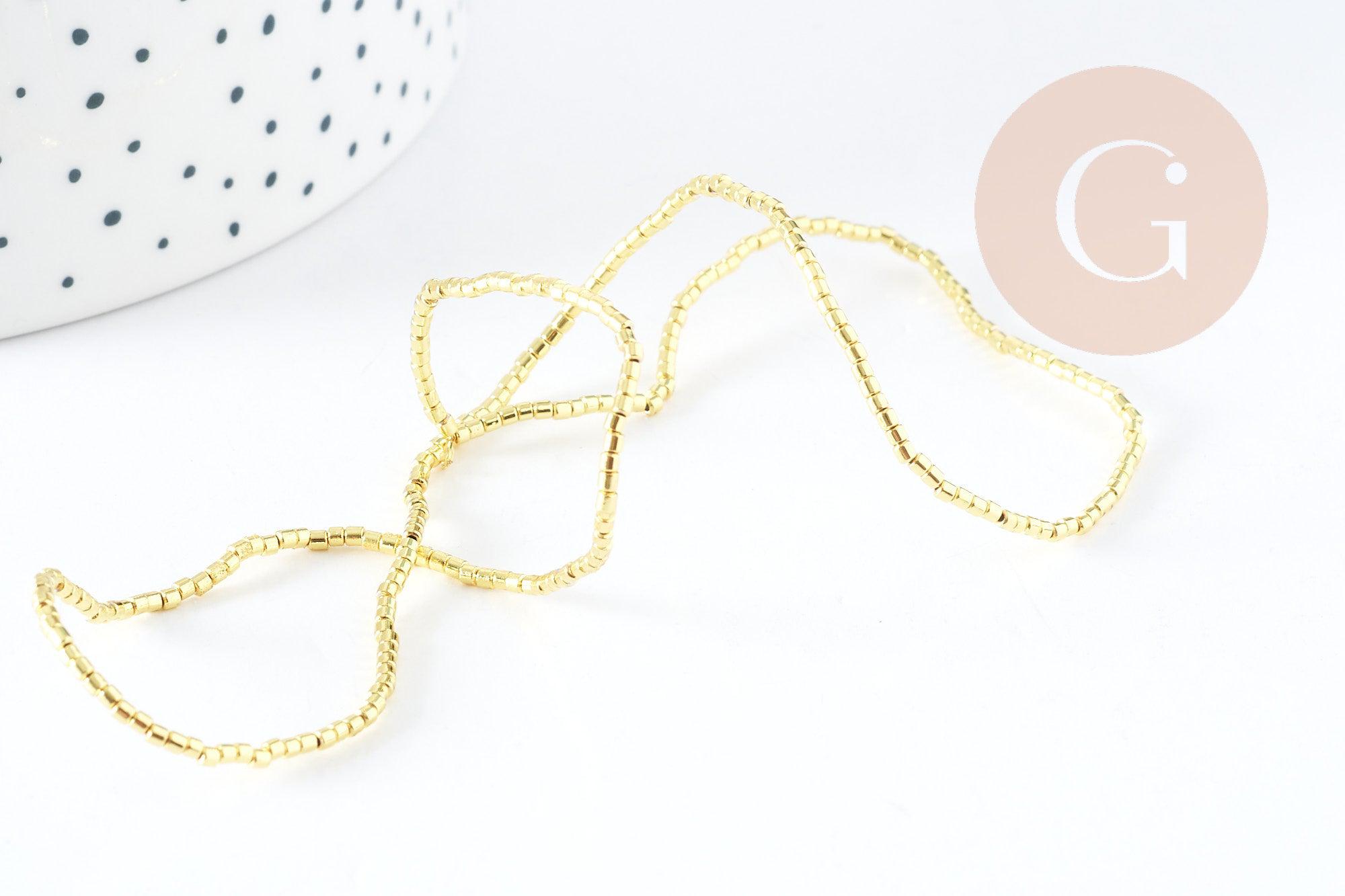 Gingerlily Perles tube hématite synthétique dorée fil 40cm x1