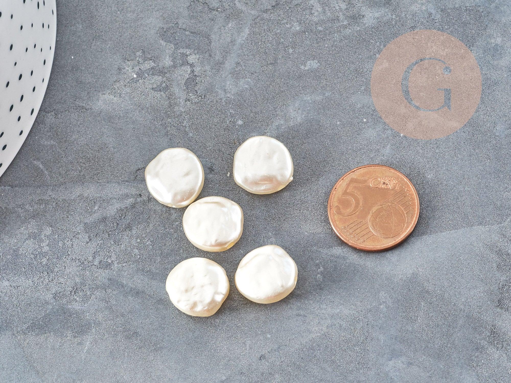 Gingerlily Perles plates acrylique beige 14.5mm x5 nacrées