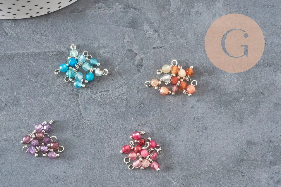 Gingerlily agate breloque ronde 8,5mm laiton platine x1