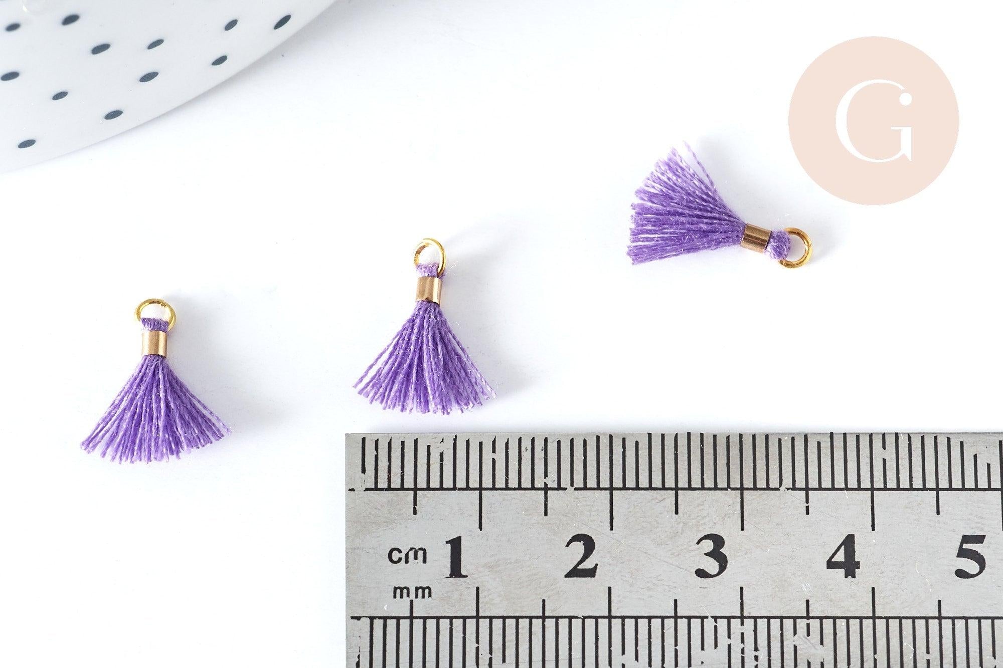 Gingerlily Pompons violets polyester support doré 10-15mm x10
