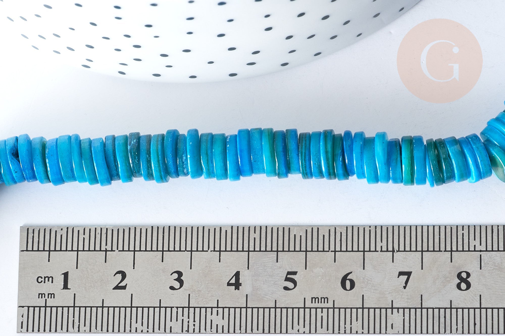 Gingerlily perles heishi perles coquillage bleu 8mm fil 39cm