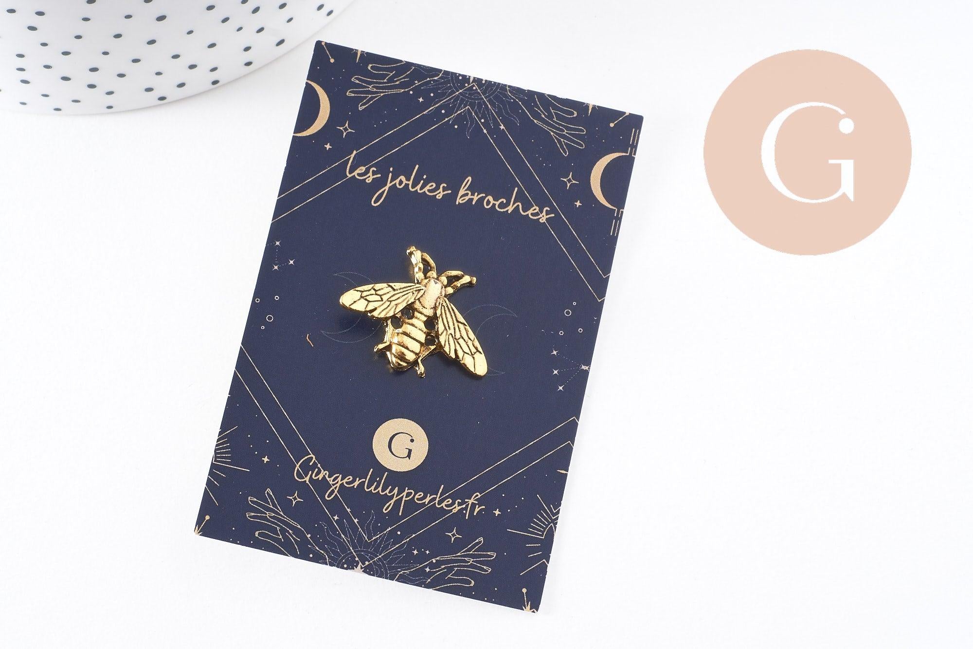 Gingerlily Broche abeille zamac doré vieilli 26mm x1