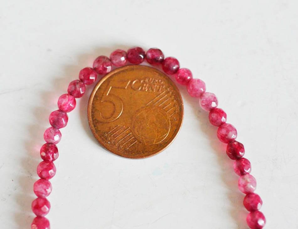 Gingerlily perles agate G07 pierre rouge magenta 4mm fil