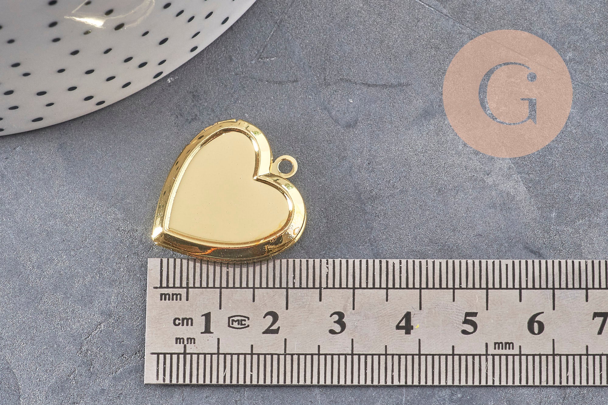 Gingerlily Pendentifs G11140 Locket Cœur Acier Doré 25mm