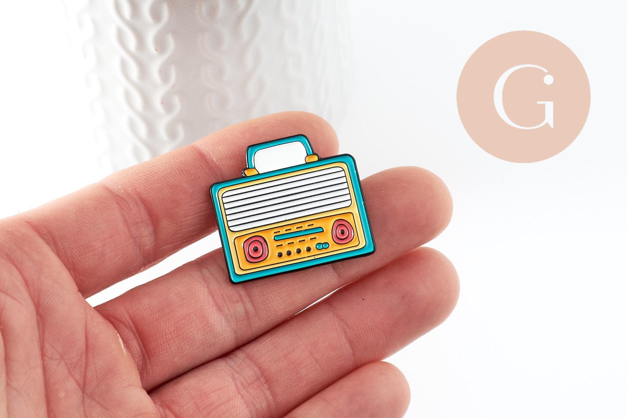 Gingerlily Broche pin's radio émaillé 30,5mm x1