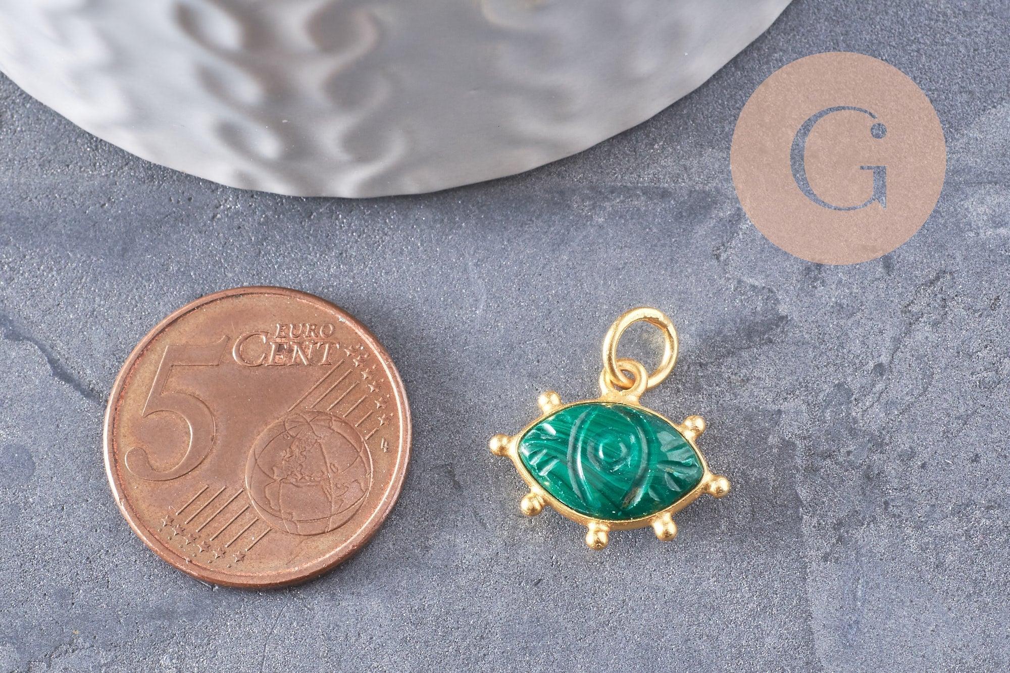 Gingerlily Pendentifs Oeil G9865 pendentif malachite 15mm doré