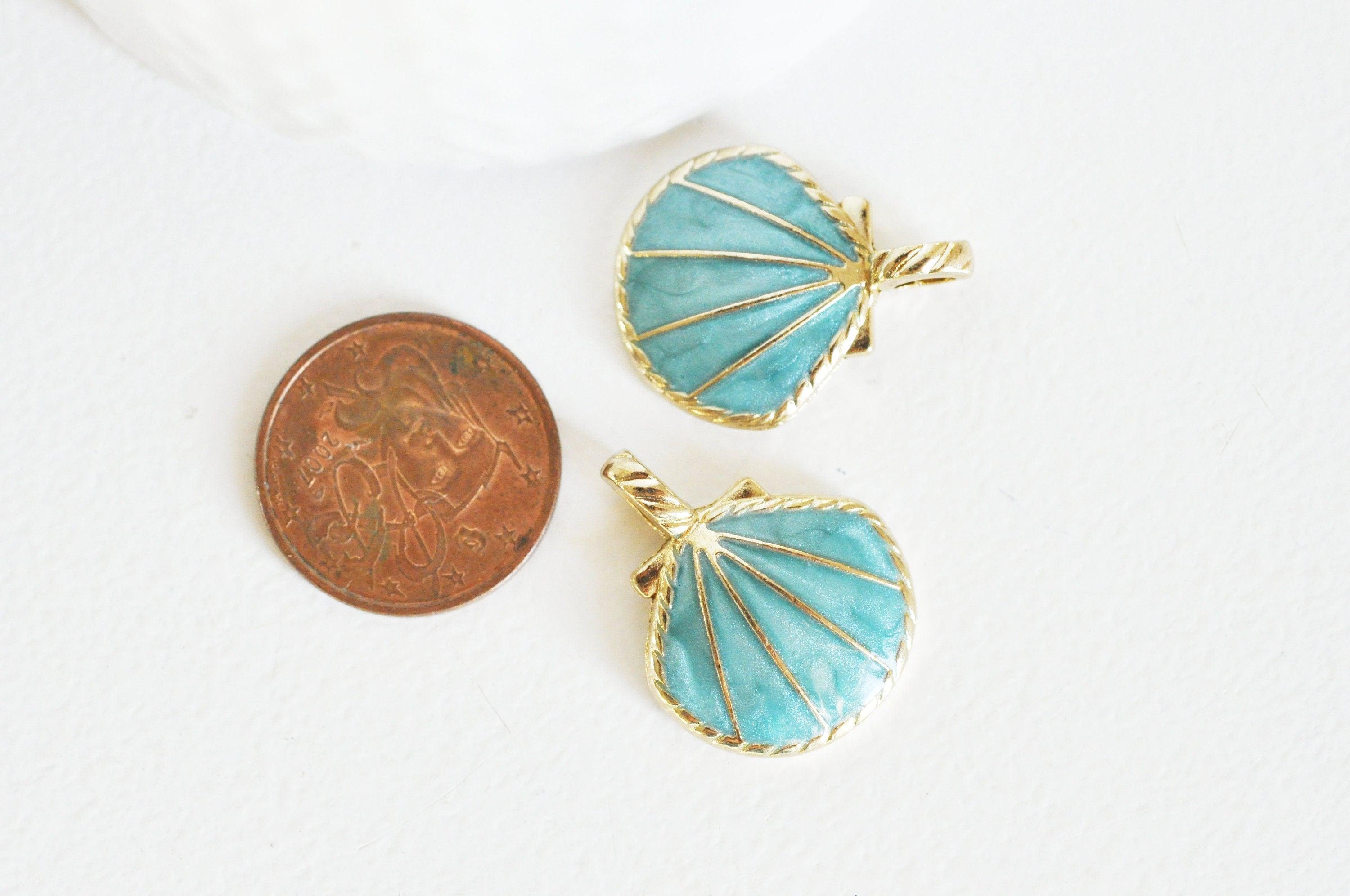 Gingerlily Pendentifs G2958 pendentif coquillage bleu ciel 24mm x2