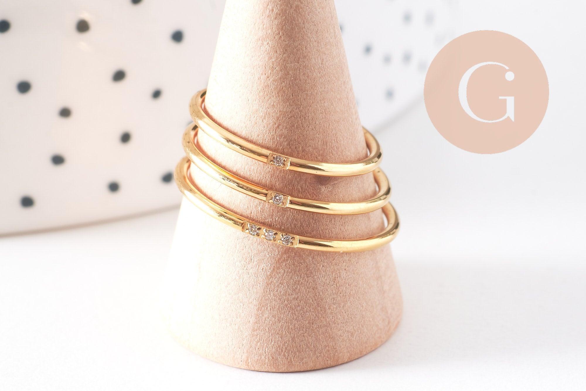 Gingerlily Apprêts G10498 bague acier doré zircons taille 8
