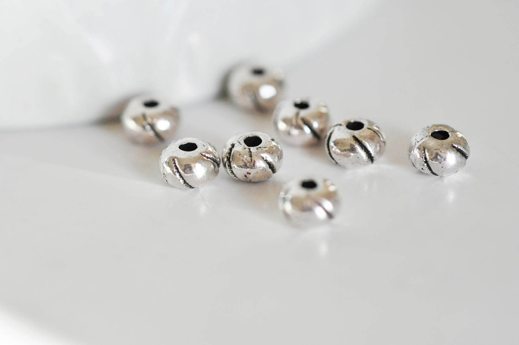 Gingerlily Perles Intercalaires argent gravé 5,5mm x10
