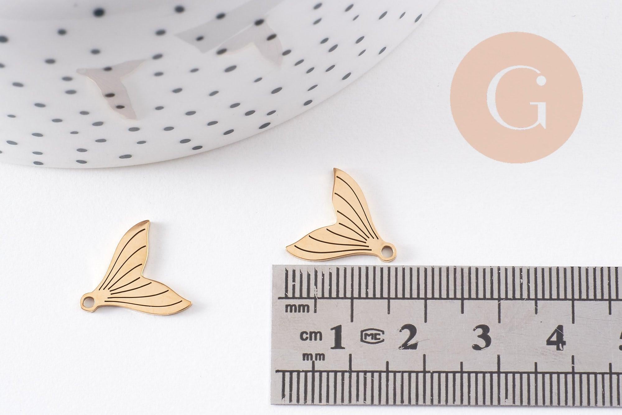 Gingerlily Pendentifs pour bijoux DIY G10223 queue poisson doré 14mm x2