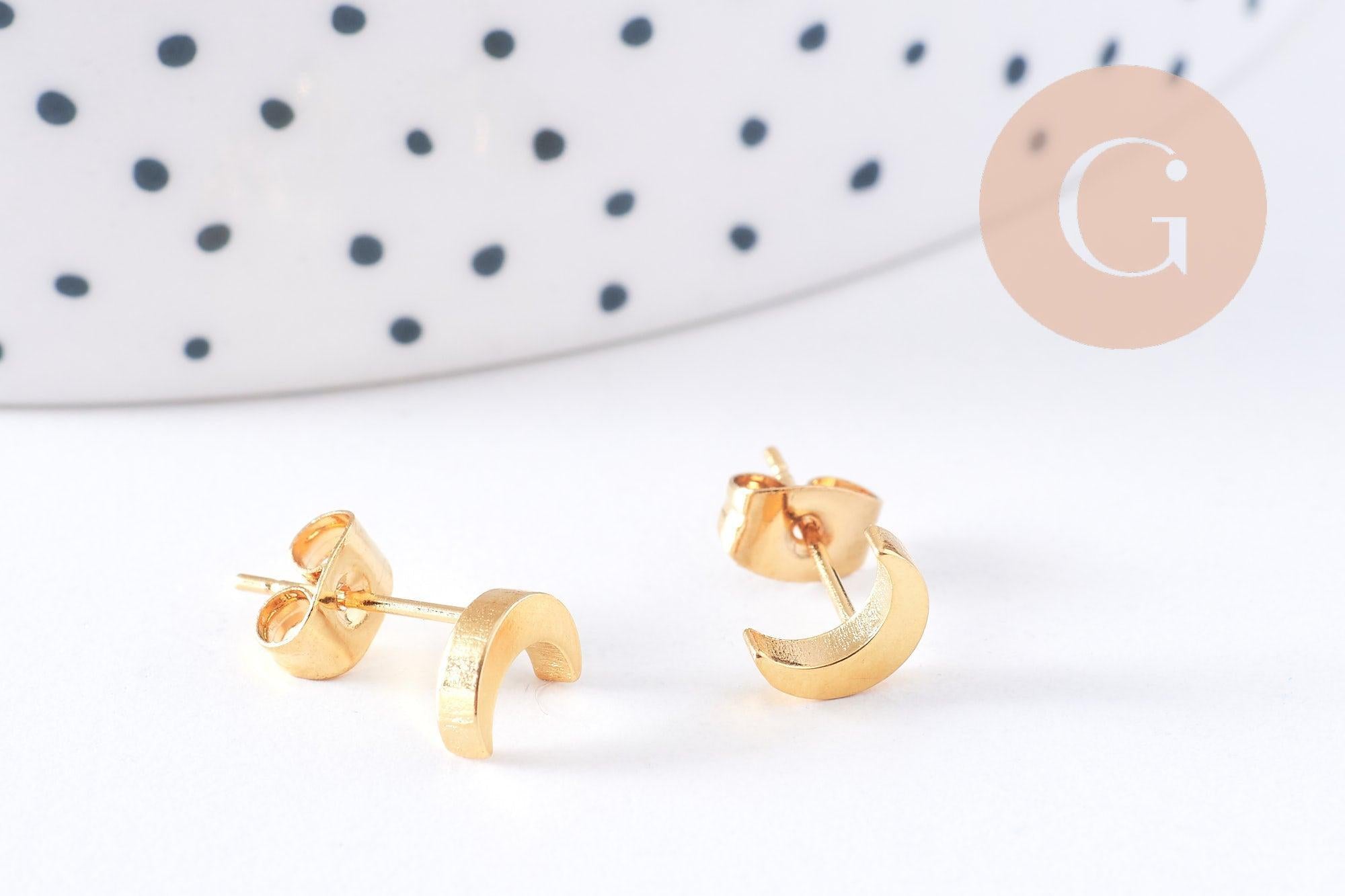 Gingerlily Boucles puces lune acier doré G2991 la paire