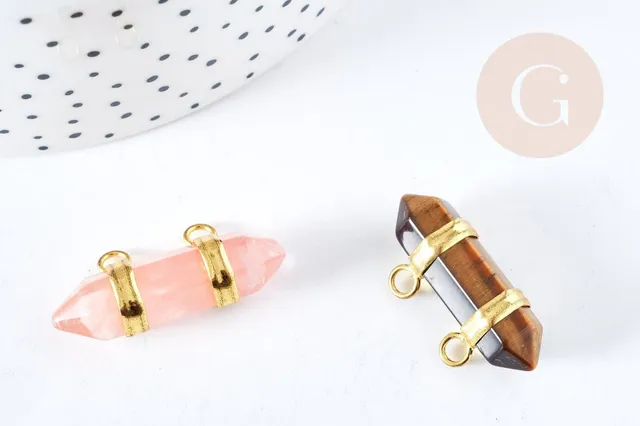 Gingerlily Pendentif Pointe Double Pierre Zamac Doré 33 mm x1