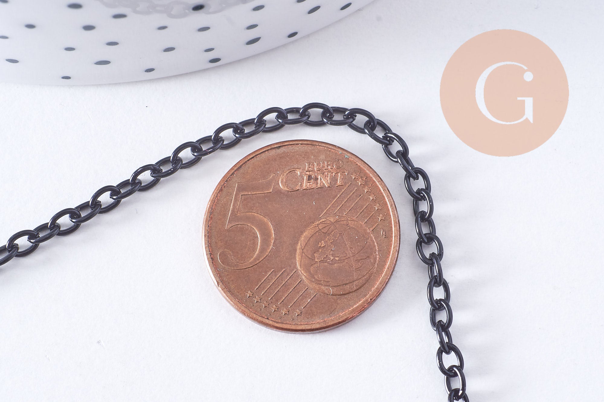 Gingerlily Chaîne forçat fer noir intense 3.7mm 1 mètre G10743