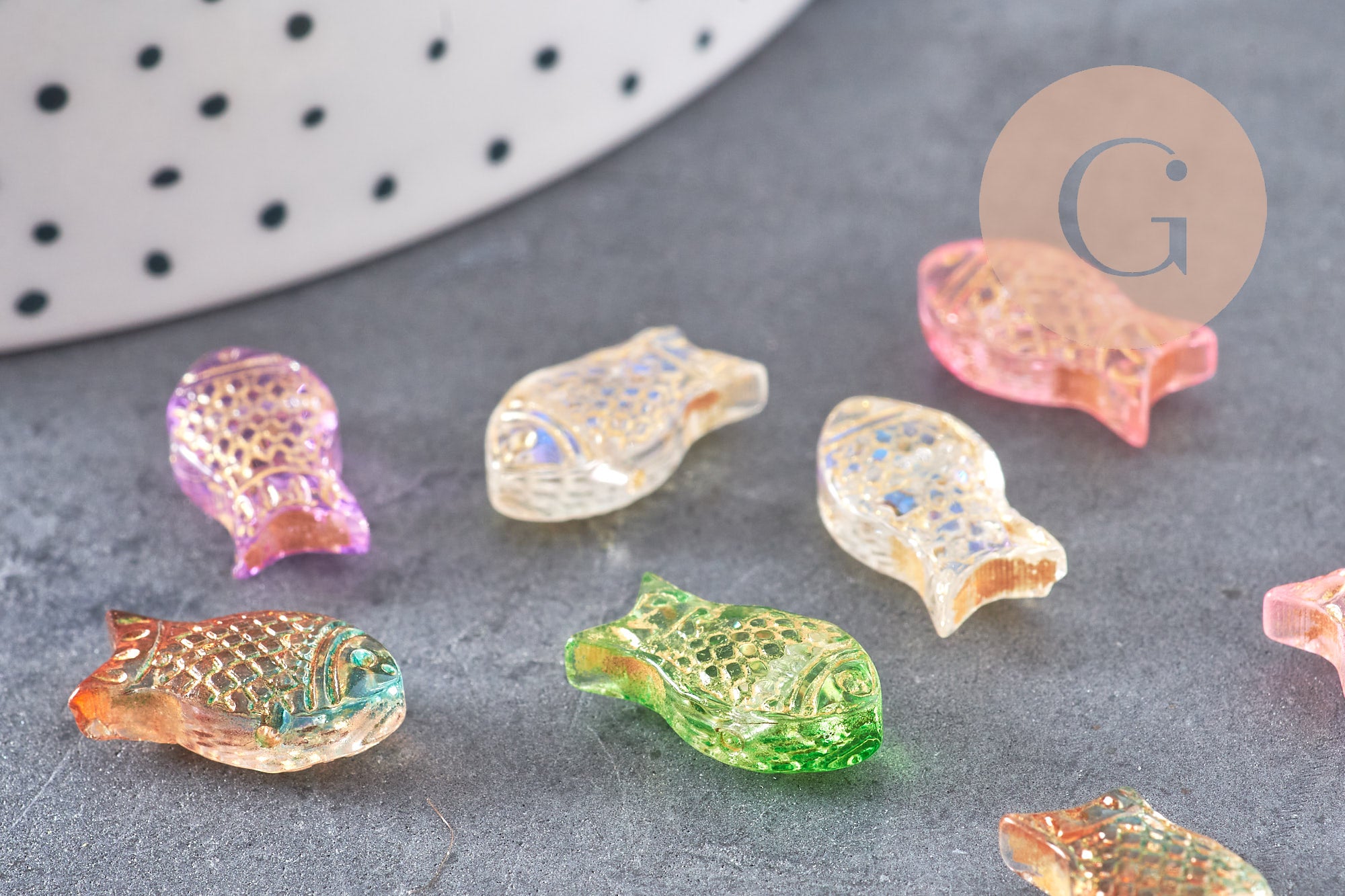 Gingerlily Perle poisson G10822 verre multicolore 15,5mm x10
