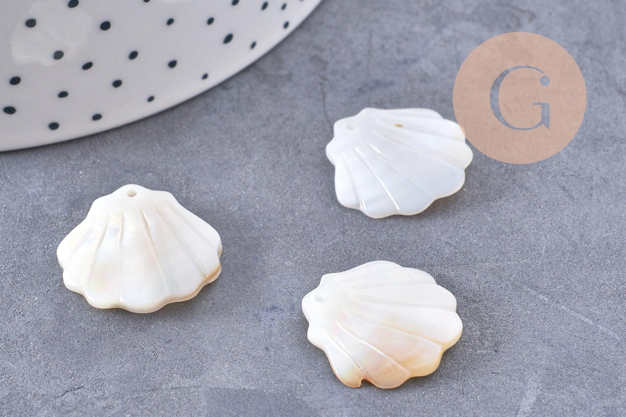 Gingerlily G10224 pendentif coquillage nacre blanche 21mm x2