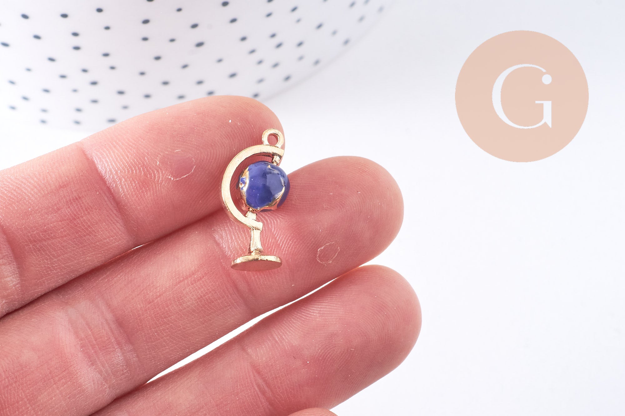 Gingerlily G4365 pendentif globe rotatif bleu doré